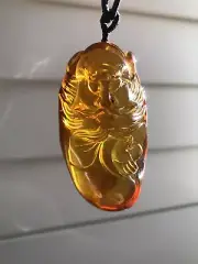 Natural Burmese Amber Myanmar Amber necklace Dharma Statue Buddhism daruma bodhi