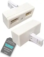 Electoys BT Socket Adapter Telephone Splitter 2 Way | Telephone Socket Phone Line Splitter | Double Phone Adaptor | Male to Female Converter | For FAX Modem Cable Adapter | White