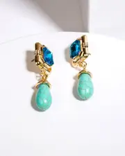 Blue Crystal Framed Drop Earrings