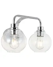 JONATHAN Y Sandrine 17.5in 2-Light Iron/Seeded Glass Cottage Rustic LED Vanity Light