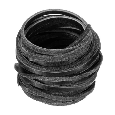 3mm Flat Faux Leather Cord, 5 Yards Braiding Leather Ropes, Black