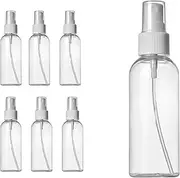 MOSINCO 6 Pack - Small Travel Size Clear Empty Plastic Spray Bottles w/Fine Mist Sprayer - 100ml - 3.4 oz - Reusable-Multipurpose