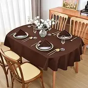 Viiamacki Brown Oval Tablecloth, 60 x 84 Inch, Stain and Wrinkle Resistant Machine Washable Polyester Table Cloth, Fabric Table Cover for Dining Buffet Party and Outdoor Use
