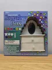 NEW Wooden Design Your Own Jewelry Mirror Box Decorate & Paint Your Own Ages 5+