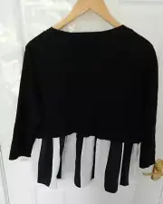COS Size M Navy Blue White All in One Jumper Shirt Top Lagenlook Stretchy Boxy