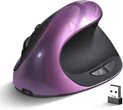 Lertenys Ergonomic Wireless Mouse, Rechargeable Vertical Mouse Right Hand Small Mouse Adjustable 800/1200/1600 DPI for Laptop, Purple