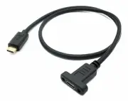 USB 3.1 Cable 50 CM Type C Plug To Socket Screw Adapter IN Black