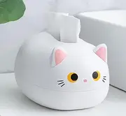 EONXNGAGY Cute Cat Tissue Box Dispenser Storage Tissue Holder with Toothpick Box Cat Gifts(white)