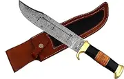 indpt knife Handmade Damascus Knife Fix Blade Knife Groomsman Hunting Camping Outdoor Survival Hiking Tool Knife Full Tang With Leather Sheath, Multi