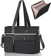 Estarer Women Teacher Tote Bag 2Pcs with File Organiser, 15.6''Laptop Work Bag with Insulated Pocket, Large Water-Resistant Shoulder Computer Bag
