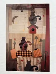 VTG Fall Pumpkin Cats Applique Embroidery Pattern Wall Hanging & 27 x 22 Pillow
