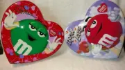 M&M's Valentine Green "I melt for no one" & Red "Dream Lover" 10" Candy Boxes