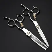 Professional Hair Cutting Shears, 6inch JP 440c Steel Tiger Scissor Bearing Screw Cutting Barber thinning Shears Hairdresser Scissors