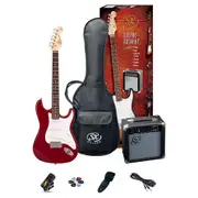 SX Essex BSE1SK Beginners Electric Guitar Pack Candy Apple Red