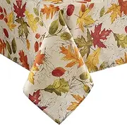 Elrene Home Fashions Autumn Leaves Fall Printed Tablecloth, Holiday Table Cover for Formal or Everyday Use, 52"x70" Oblong/Rectangle