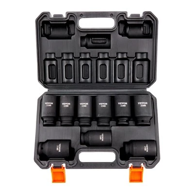 VEVOR 1/2" Drive Impact Socket Set, 9 Piece Deep Socket Set Metric 29-38mm, 6 Po