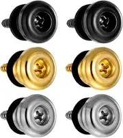 Guitar Strap Buttons with Mounting Screws Strap Locks Metal End Pin Accessories End Pin Metal End Guitar Strap Button for Acoustic Guitar Ukulele Bass, 6 Pack