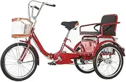 Three Wheel Bike, 3 Wheel Bikes Adults Adult Tricycle Seniors Trike 20Inch Cruise Bike with Basket for Recreation Shopping Exercise Men's Women's Bike Cycling Pedalling