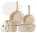 CAROTE 15pcs Ceramic Cookware Set, Pots and Pans Set, Induction Nonstick Kitchen