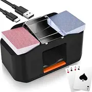 Automatic Card Shuffler 1/2 Decks, 2000Mah Rechargeable Card Shuffler Machine with Low Noise Motor, One-Press Operation Electric Card Shuffling Machine Casino Card Game for Poker, Uno, Blackjack