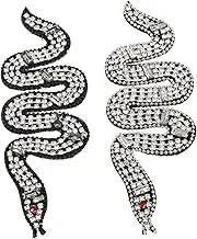 HOMSFOU 2Pcs Beaded Snake Applique Patch Decorative Clothing Sewing Patches Handmade Embellishments for Creative DIY Fashion for Clothes Bags Hats and Accessories