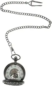 [LIFKOME] Retro Dragon Pocket Watch Classic Roman Numeral Men's Watches Stainless Steel Chain Decorative