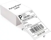 RyhamPaper 4" x 6" Fanfold Direct Thermal Labels(500 Labels) - White Shipping Mailing Postage Labels, Perforated, Permanent Adhesive