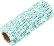 sourcing map Cotton Rope Twisted Braided Rope Cord, Light Green White50m/55 Yard 1.5mm Dia for Wall Hanging, Plant Hanger, Knitting, Macrame Knotting