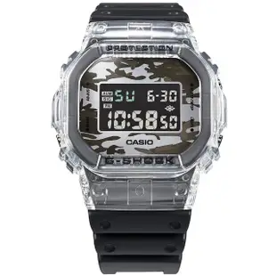 【CASIO 卡西歐】G-SHOCK 透明迷彩 經典方形電子錶(DW-5600SKC-1)