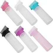 6pcs Hair Bottle Spray Bottle Oil Bottle Squeeze Bottles Hair Comb Toner Bottles Hairstylist Applicator Oil Dispenser for Hair Scalp Bottle Applicator Oil Comb Plastic