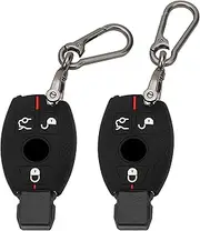 TOMALL 2 Pack for Mercedes Benz Key Fob Cover with Keychain, 3 Buttons Silicone Rubber Key Fob Case Fit for Mercedes Benz C E S M G R Class AMG CLK GLA GLC GLE GLK CLA CLS GLS