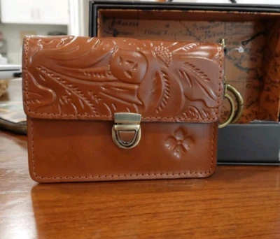 NEW Patricia Nash Mini Lanza Tooled Leather Clutch Bag in Florence iN GIFT BOX