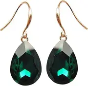 [Navachi] 18k Yellow Gold Plated Pear Cubic Zirconia Crystal Dangle Drop Earrings