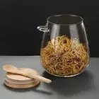 Reusable Glass Jar Food Container Capacity Storage with Bamboo Lid Spoon Grade