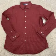 Old Navy Shirt Mens Large Red Plaid Pro Signature Slim Fit Go Dry Button Up NEW