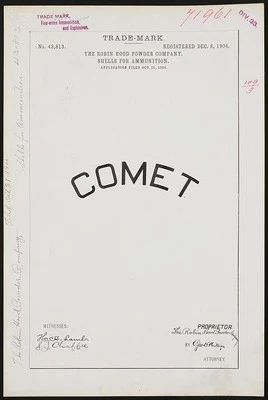 [ The Robin Hood Powder Company for Comet brand Shells for Ammunition]