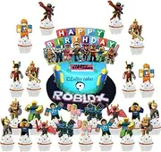 Rob-Lox Cake Toppers, Rob-Lox Birthday Decoration, Rob-Lox Birthday Cake Decoration, Rob-Lox Birthday Party Cupcake Topper, Cake Decoration for Children's Birthdays, Pack of 25
