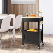 CostwayKitchen Island Cart with 4 Flexible Universal Wheels Black