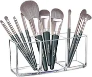 Sooyee Makeup Brush Holders,3 Slot Acrylic Makeup Brush Holder,Makeup Brush Organizer for Vanity,Dresser and Countertop,Cosmetic Display Cases,Clear