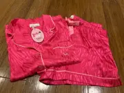 BNWT Peter Alexander Hot Pink Pink Trims Zebra Stripes Satin Summer Set-SIZE 1+