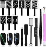 YECIRALA 15 Pieces Nail Magnets Tool Set For Cat Eye Nail Polish Magnet Plate Wand Magnetic Pen Double Ended Magnet Wand Magnet Stick For Diy Gel Polish Nail Art Designs Magnets