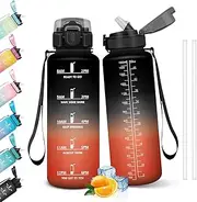 HoneyHolly Drinking Bottle 1500 ml, Leak-Proof, Suitable for Carbonated Drinks, Water Bottle, BPA-Free, Sports Bottle with Straw, Sports Bottle for Outdoor, Hiking, Fitness, Cycling