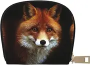 [EdWal] FOX2 Print Card Holder Unisex Credit Card Case for Men and Women Leather Card Holder, Slim Business Card, White, One Size