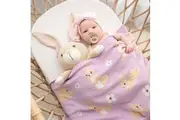Living Textiles | Baby Blanket - 100% Cotton Whimsical Lilac Bunny