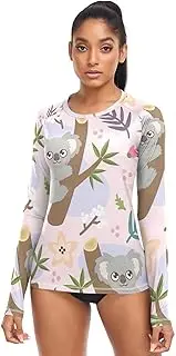 [ODAWA] Plaid Pattern Classic Print Womens Sun Shirts Uv Protection Long Sleeve Breathable Swim Shirts Surf Swimwear Top