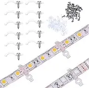 Outdoor LED Strip Clip 100Pcs - Upgraded LED Tape Light LED Clip on Light Strip Light Mounting Brackets Wall Mount Light Clips Transparent Light Clips with 100Pcs Screws 10mm