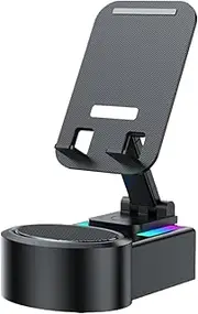 Generico Phone Charging Stand, Cellphone Docking Rack, Foldable Holder with Led Light and Built in Speaker, 4.92 x 3.54 x 2.2 Inches, for Teens, Athletes, Cyclists, Desk Setup, Nightstand Use