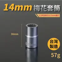 在飛比找松果購物優惠-14mm梅花套筒♣1/2吋(12.5mm)接口/四分/鉻釩鋼