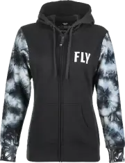 Fly Racing Women's Tie-Die Zip Up Hoodie Lg Black/Grey 358-0070L