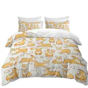 Cute Corgi Dog Heart and Bone Pattern Quilt Cover